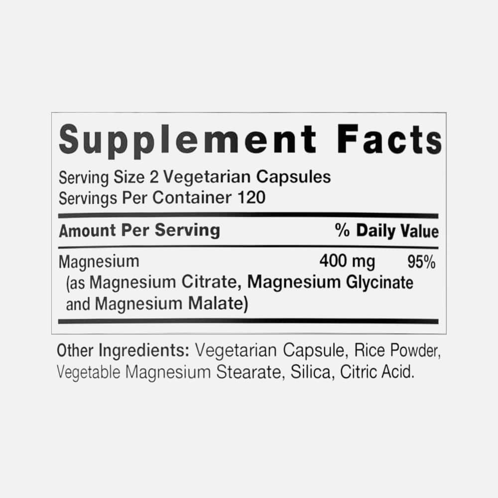 Triple Magnesium Complex 400mg - 240 Capsules