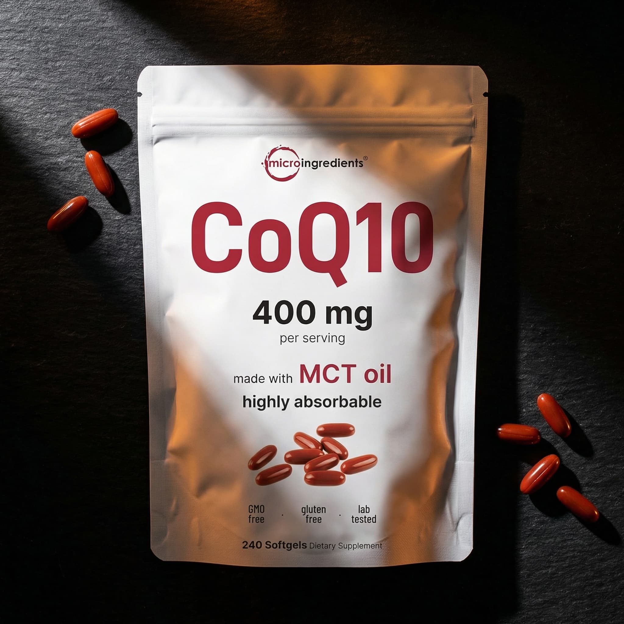 CoQ10 400mg - 240 Softgels (with Coconut MCT Oil)