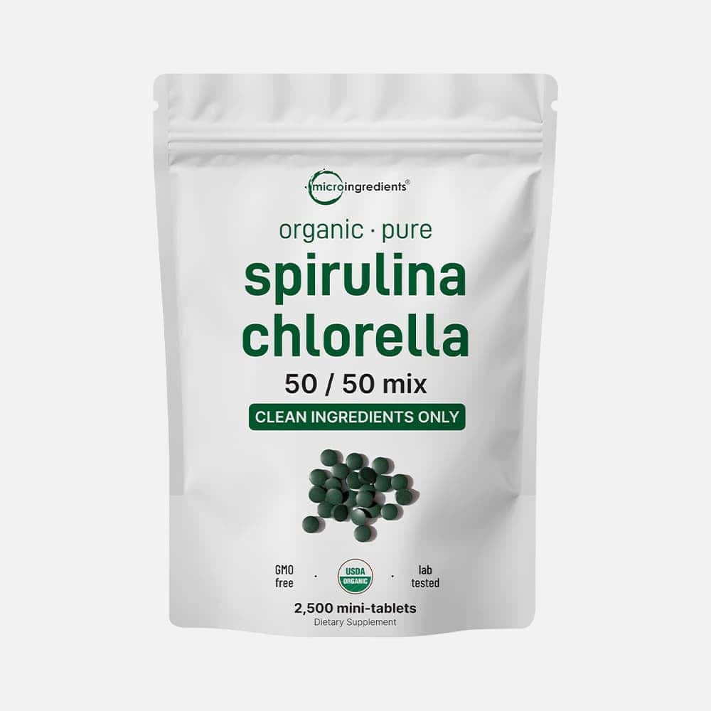 Organic Spirulina Chlorella 2000mg - 2,500 Mini Tablets