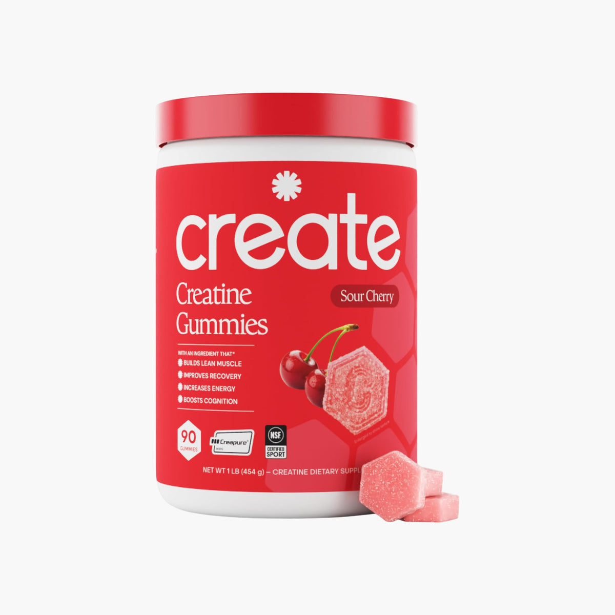 Create - Creatine Monohydrate Gummies - Sour Cherry - 60 Count