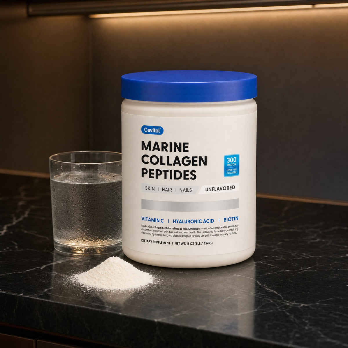 Cevitol - Marine Collagen + Hyaluronic Acid + Biotin + Vitamin C - Unflavored - 16 oz