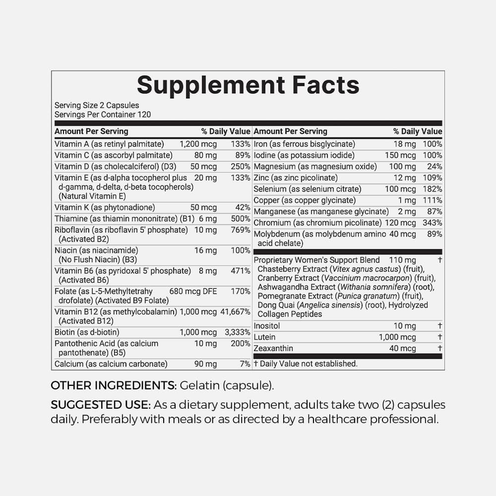 Methylated Multivitamin for Women - 240 Capsules