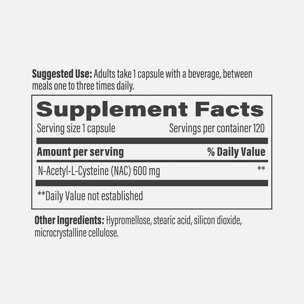 NAC N-Acetyl Cysteine 600mg - 120 Capsules
