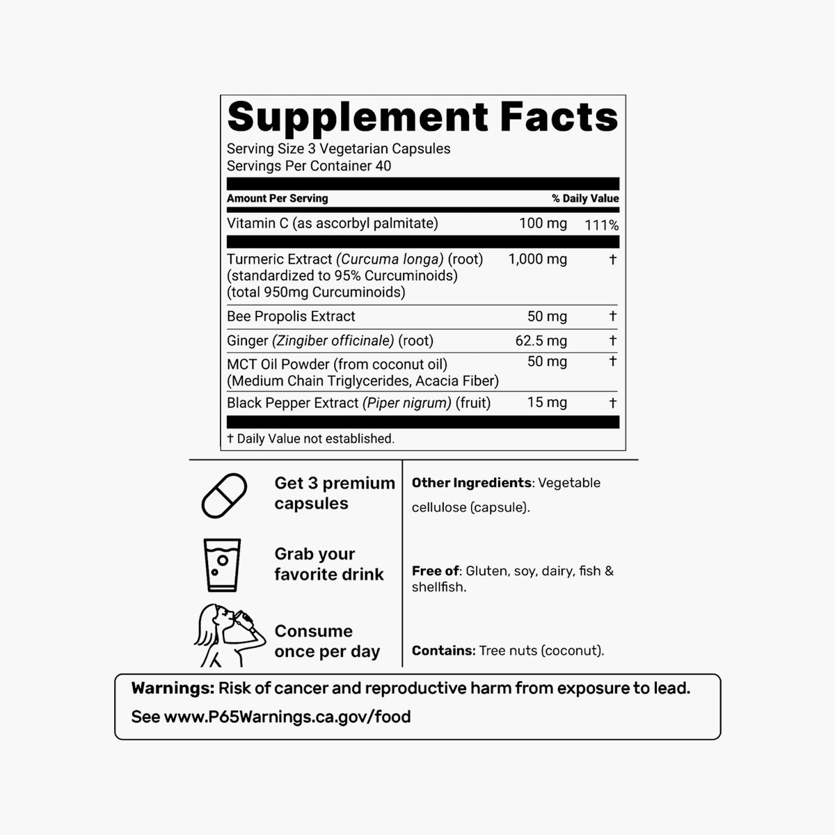 Turmeric Curcumin 1000mg - 240 Vegan Capsules