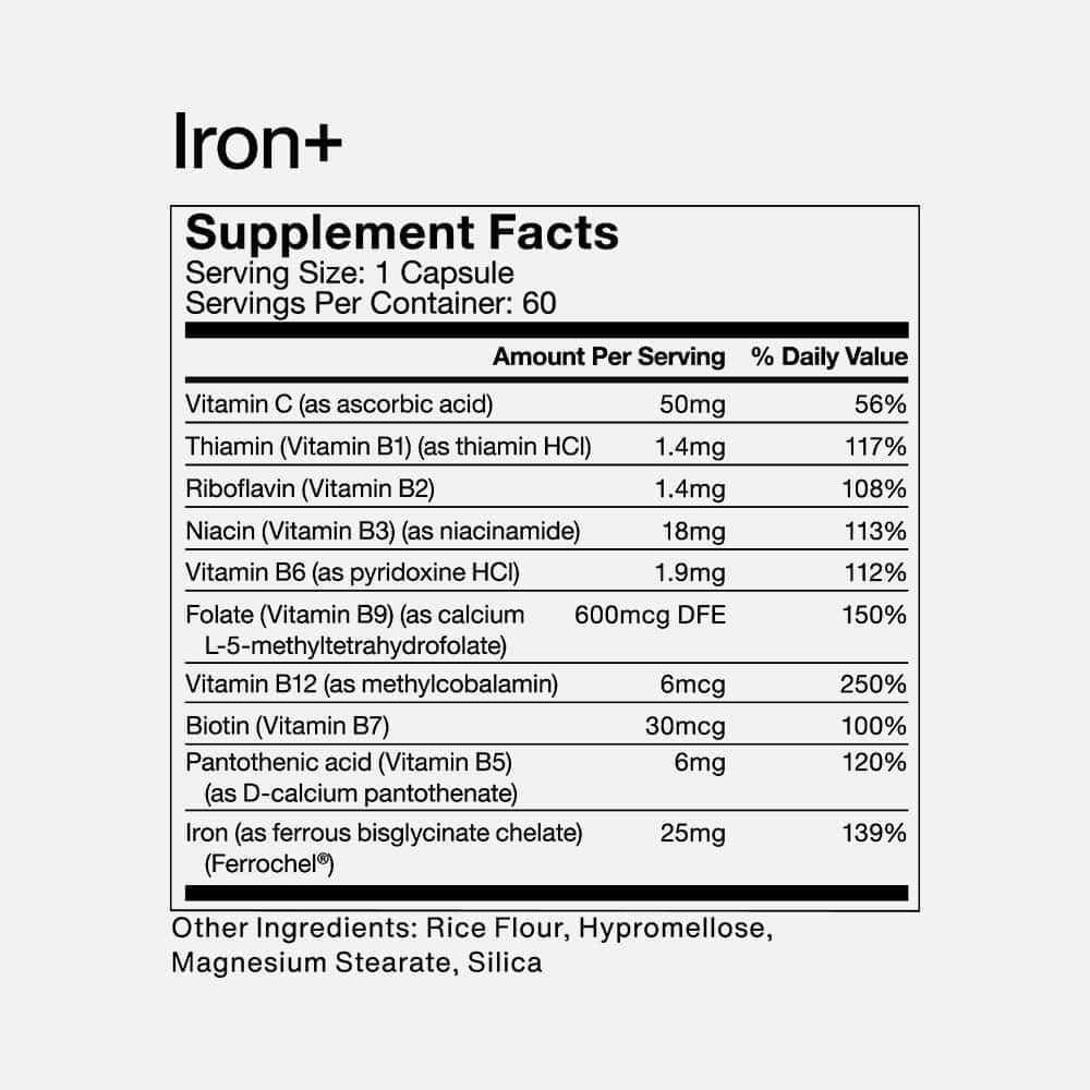 Momentous Iron+ with Vitamin C & B Complex - 60 Capsules