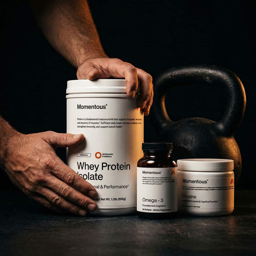 Momentous Creatine, Whey Protein & Omega-3 1600mg - Daily Pack