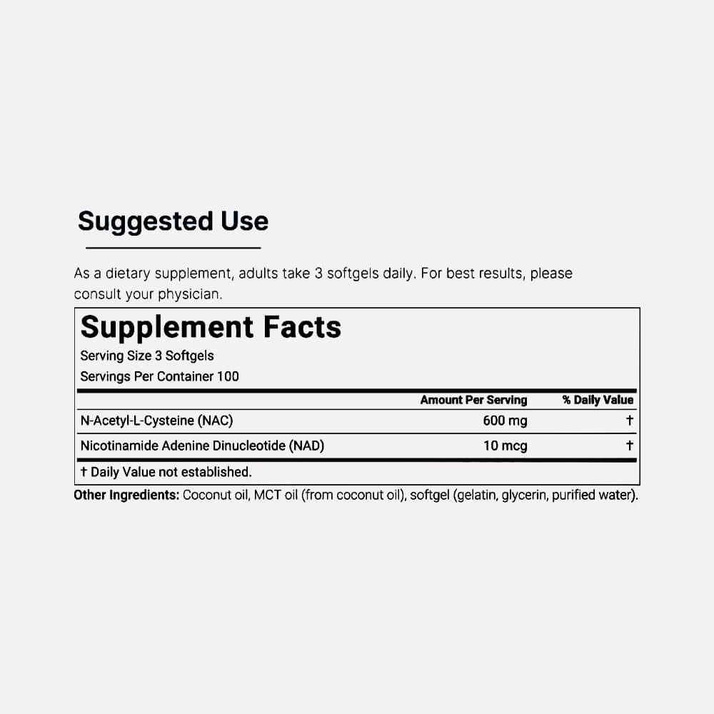 NAC 600mg with NAD+ - 300 Softgels