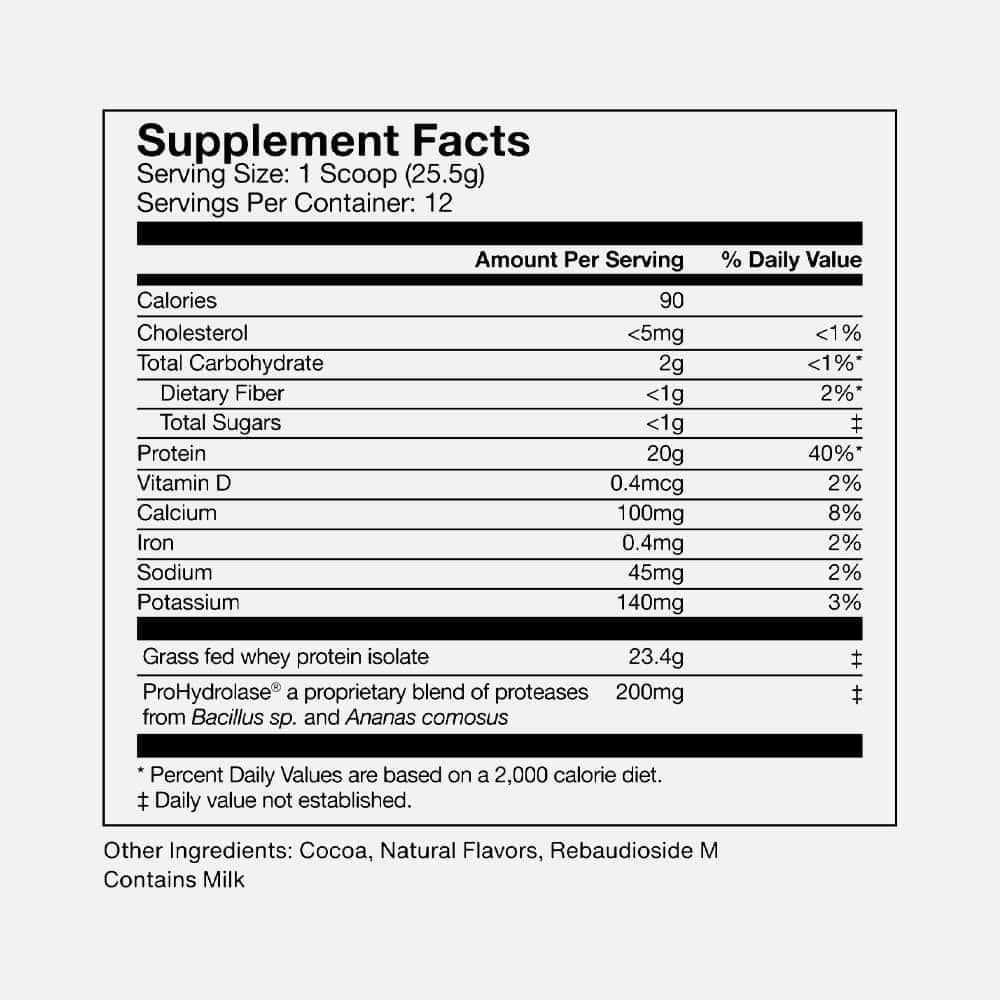 Momentous Grass-Fed Whey Isolate 20g Protein Powder - 12 Servings