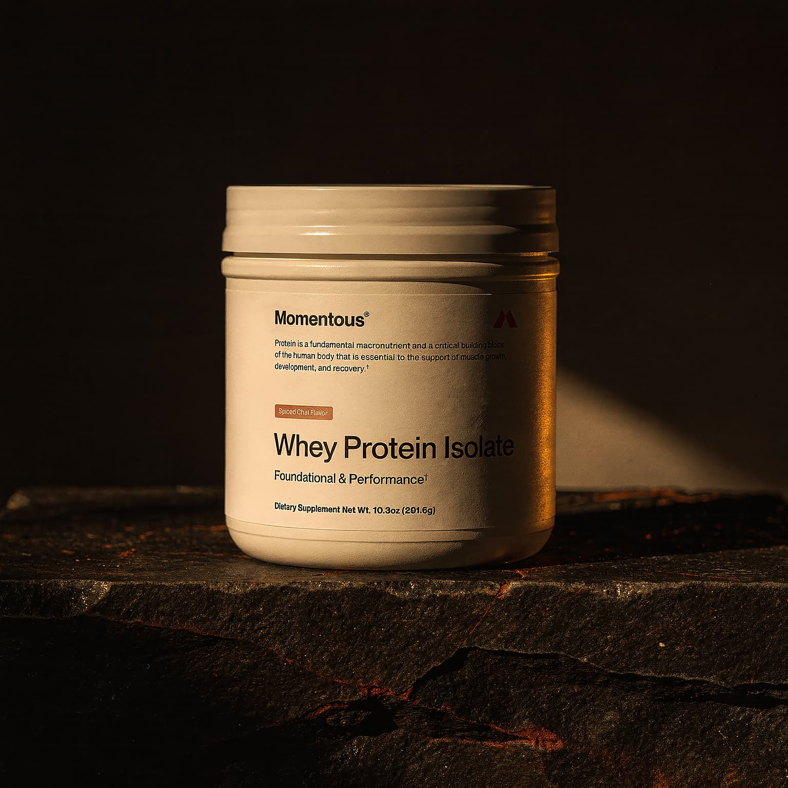 Momentous Essential Grass-Fed Whey Isolate Protein – Spiced Chai (12 Servings)