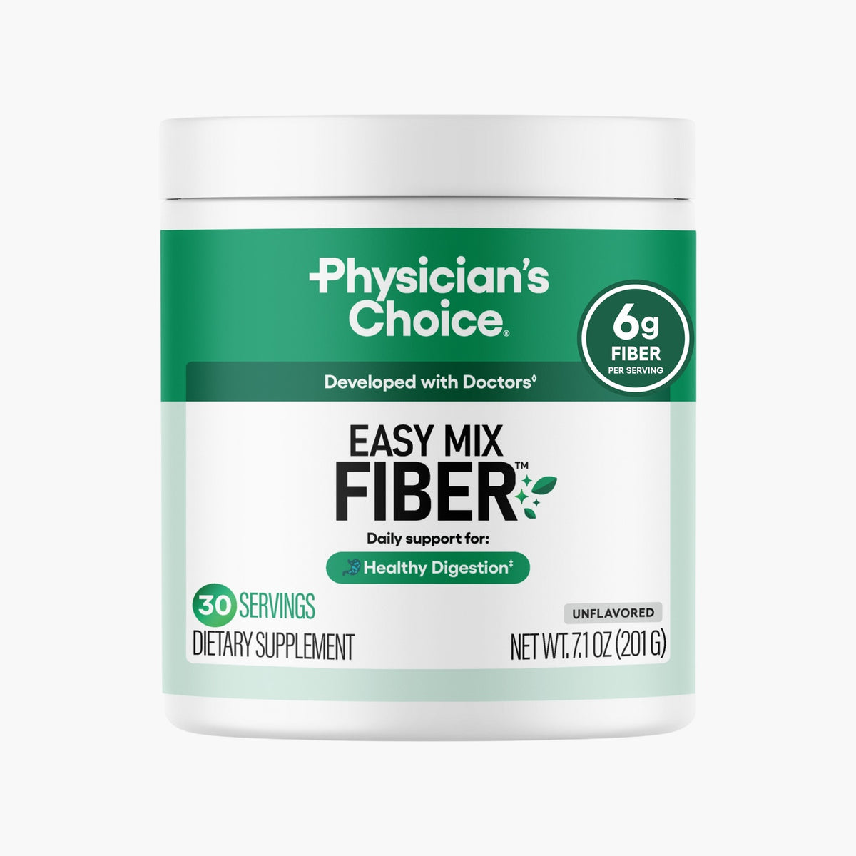 Physician's Choice - Easy Mix Prebiotic Fiber Powder - Unflavored - 7.1 oz