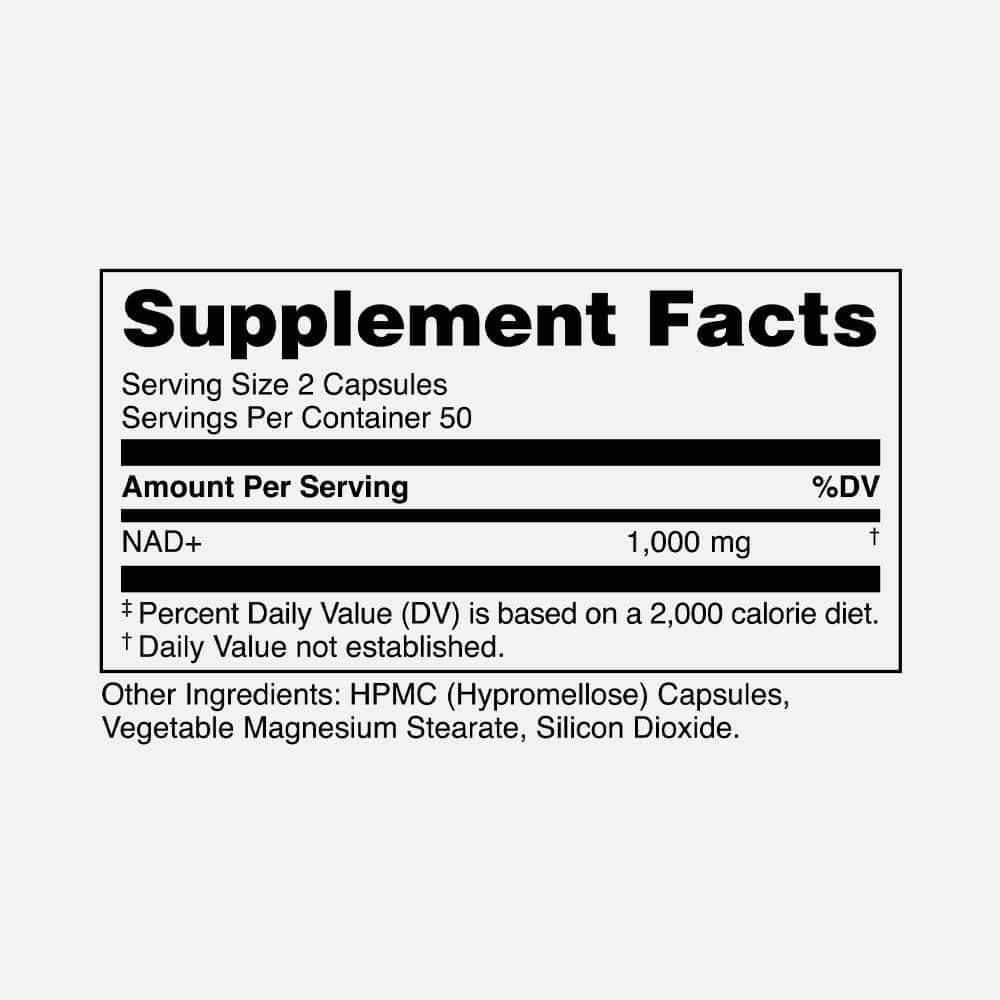 NAD+ 1000mg - 100 Capsules