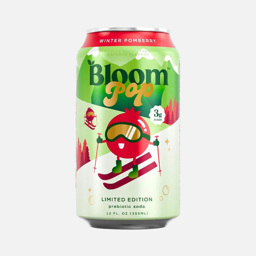 Bloom Pop Prebiotic Soda 12oz - 12 Cans (Winter Pomberry)