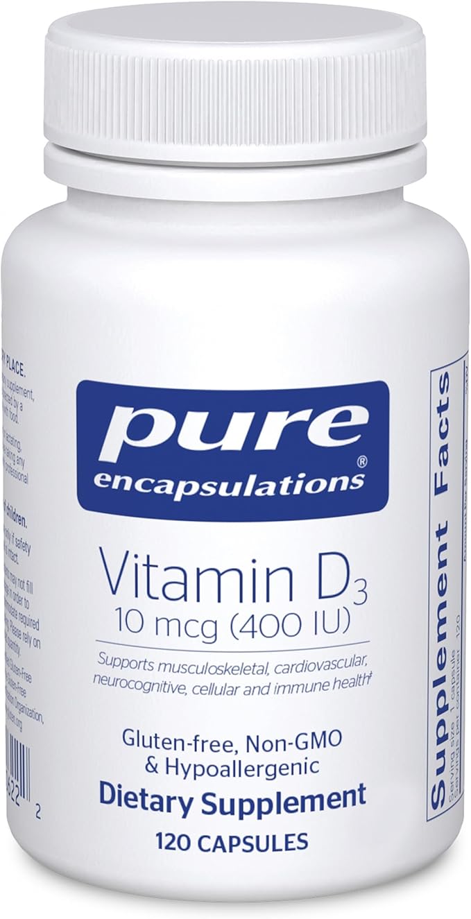 Pure Encapsulations Vitamin D3 400 IU (10 mcg) 120 Capsules