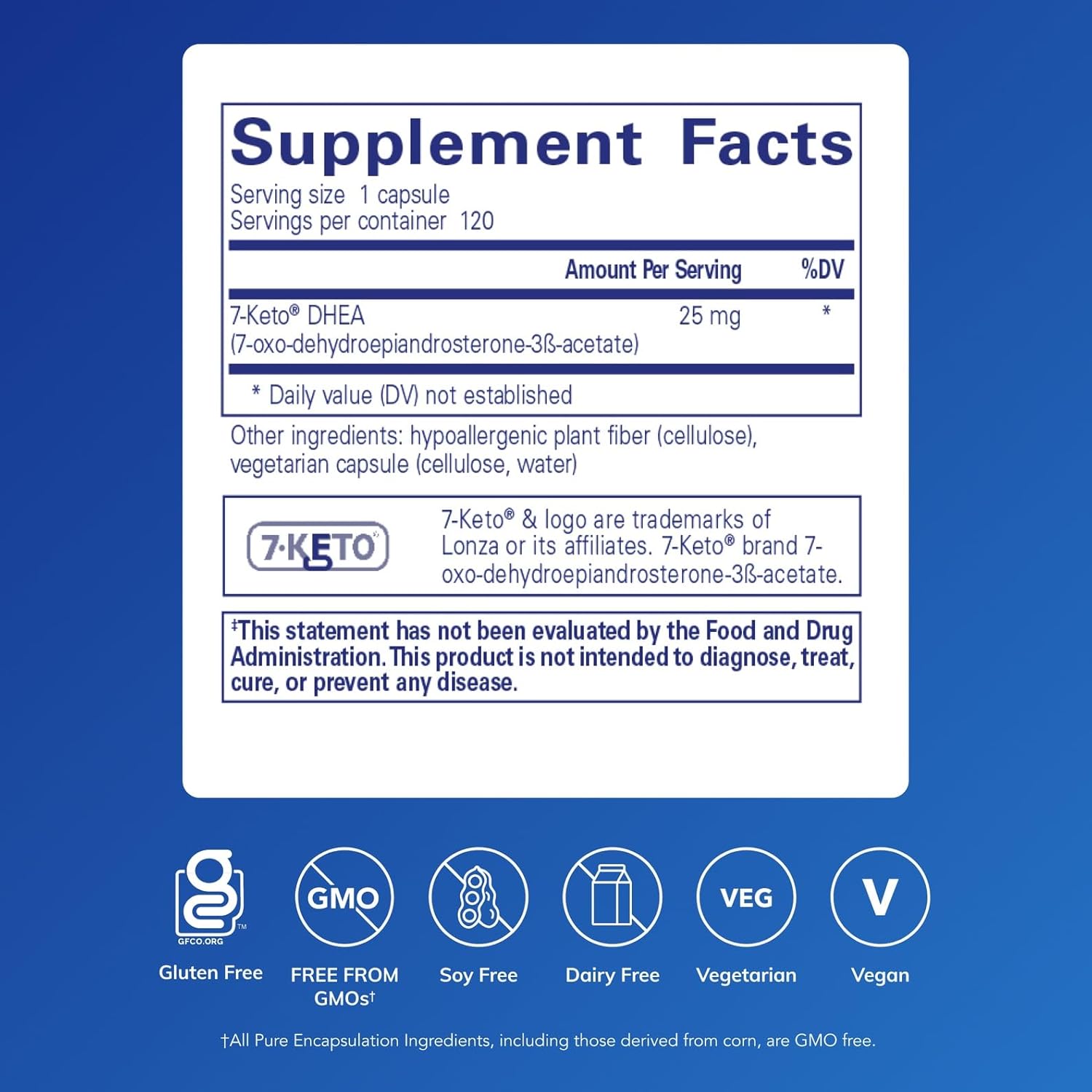 Pure Encapsulations 7-Keto DHEA 25 mg | 120 Capsules