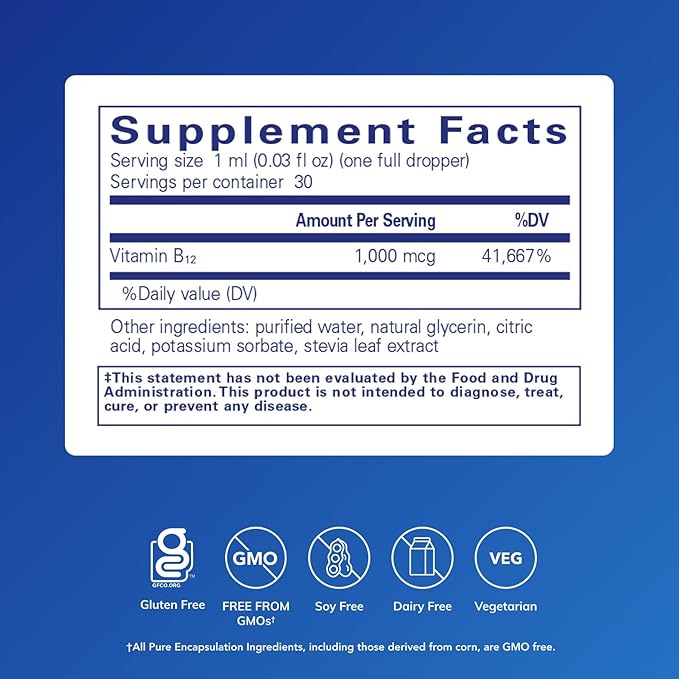 Pure Encapsulations B12 Liquid 1,000 mcg | 1 fl. oz.