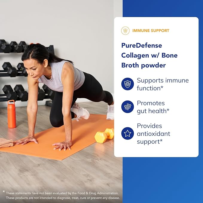 Pure Encapsulations PureDefense Collagen w/Bone Broth | Savory Bone Broth and Hydrolyzed Collagen Powder with Mushroom, Ag...