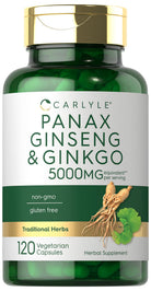 Carlyle Panax Ginseng & Ginkgo, supplement bottle, 5000 mg