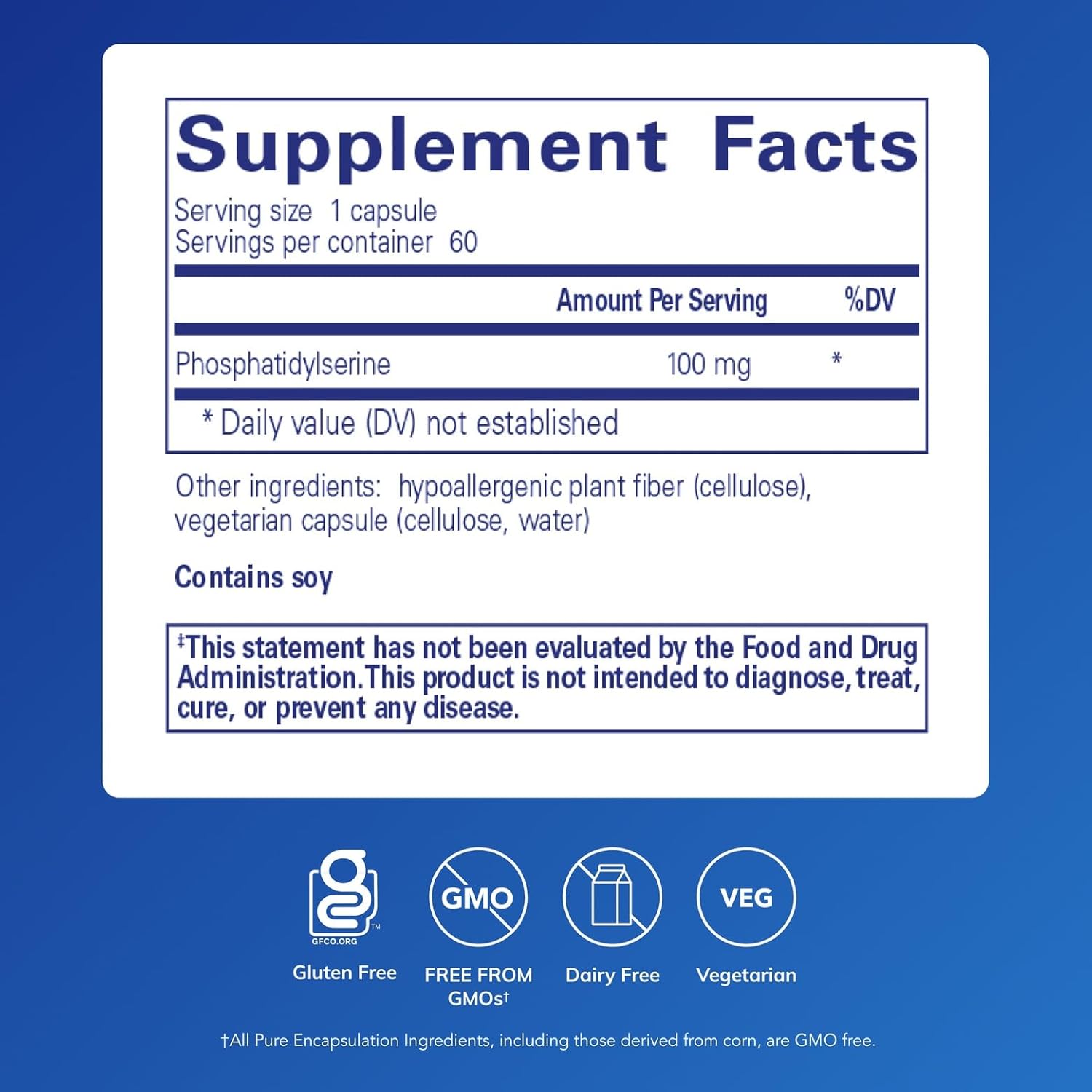 Pure Encapsulations PS 100 Phosphatidylserine 60 Capsules