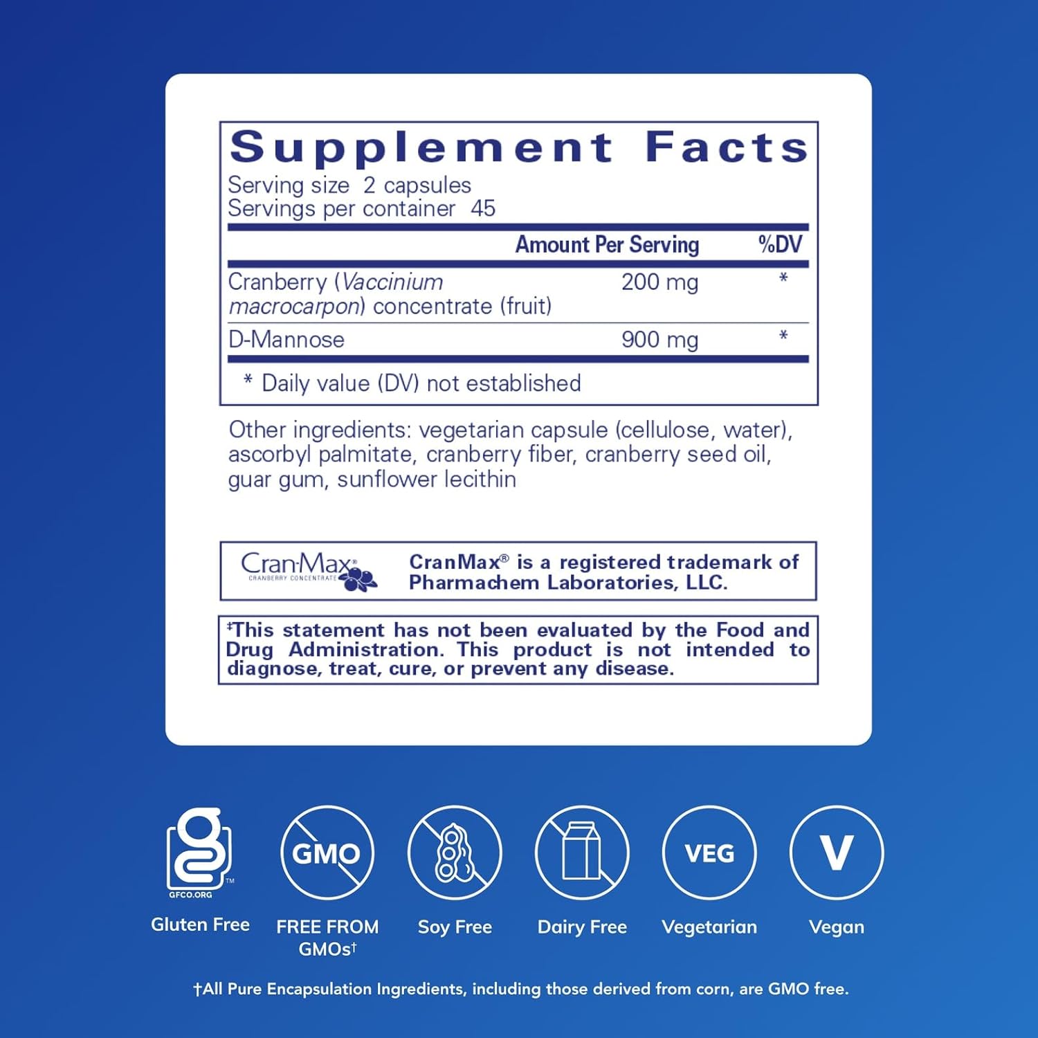 Pure Encapsulations Cranberry D-Mannose - 90 Capsules
