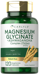 Carlyle Magnesium Glycinate with Ashwagandha 2,740mg, capsules bottle, 740 mg