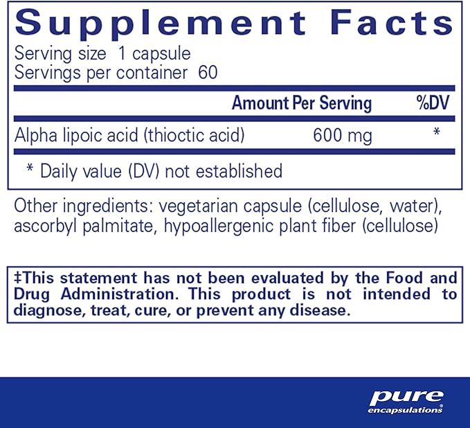 Pure Encapsulations Alpha Lipoic Acid 600 mg - 60 Capsules