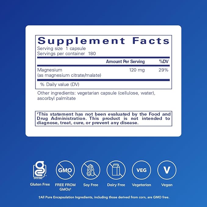 Pure Encapsulations Magnesium (Citrate/Malate) 180 Capsules