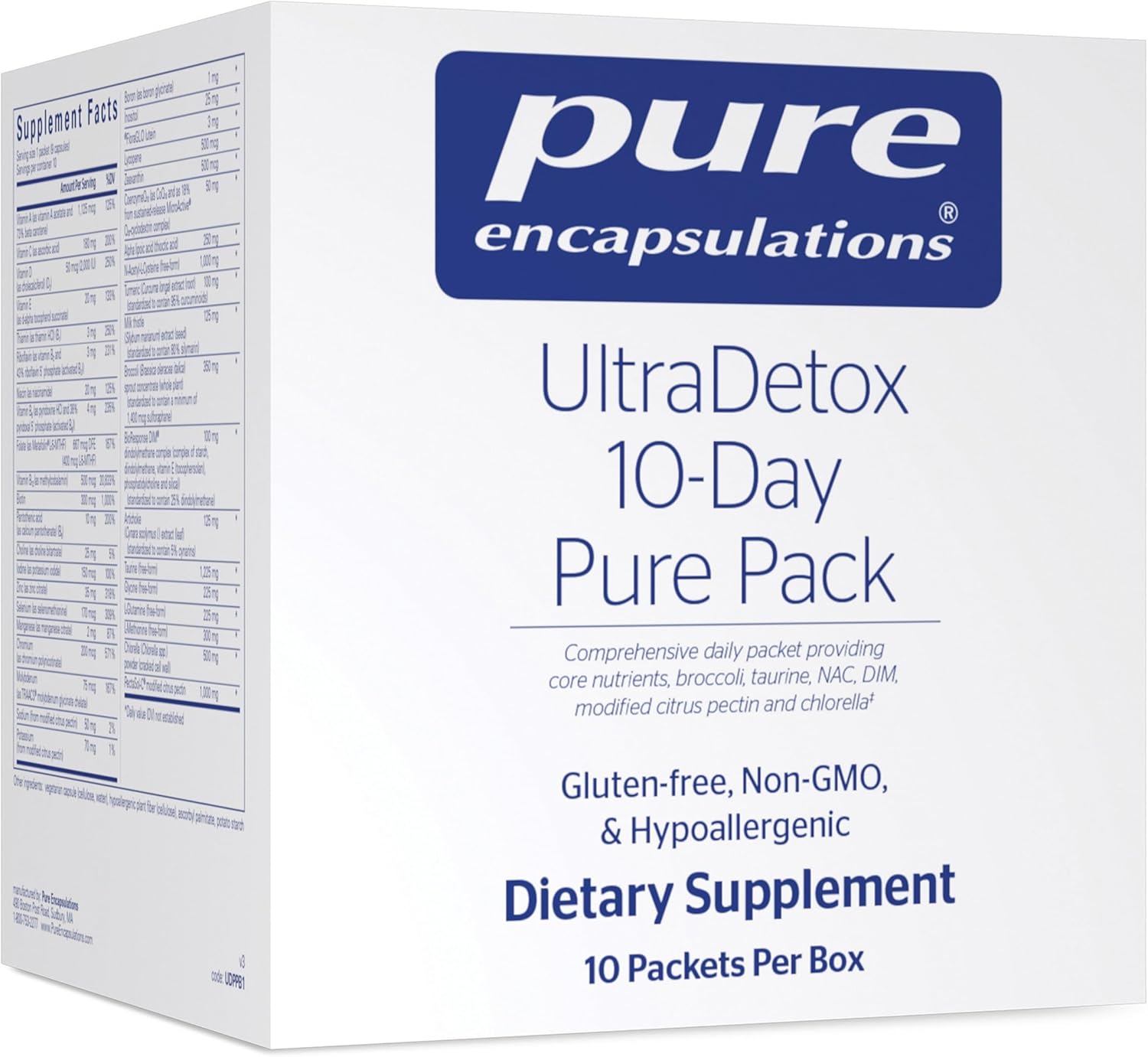 Pure Encapsulations UltraDetox 10-Day Pure Pack , Broccoli, Taurine, NAC, DIM, Modified Citrus Pectin and Chlorella | 10 P...