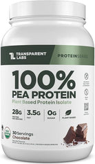 Transparent Labs 100% Pea Protein Powder Organic Plant Protein per Serving, Chocolate, powder container, 28 g