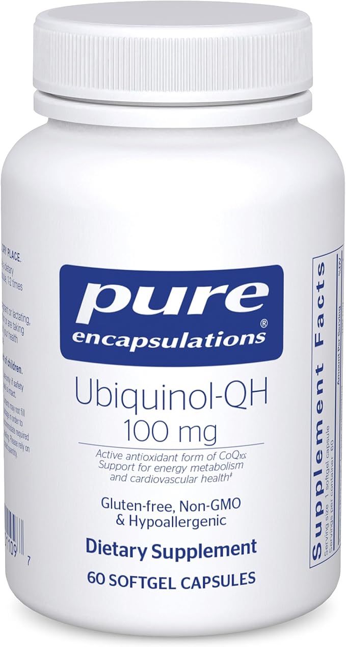 Pure Encapsulations Ubiquinol-QH - 100 mg CoQ10 - 60 Softgel Capsules