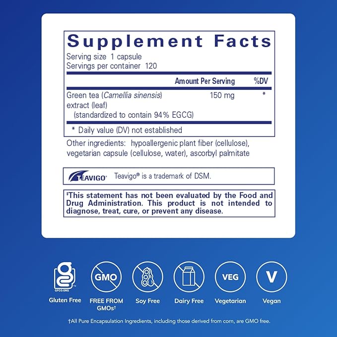 Pure Encapsulations Teavigo | Hypoallergenic Supplement with Caffeine-Free Green Tea Extract|- 120 Capsules