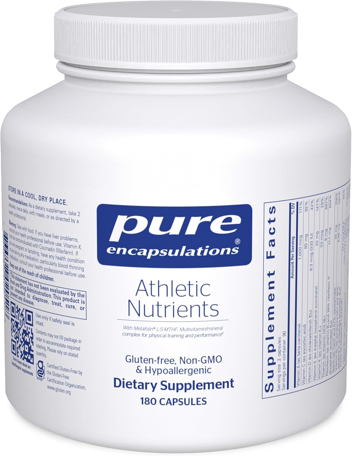 Pure Encapsulations Athletic Nutrients Multivitamin 180 Capsules