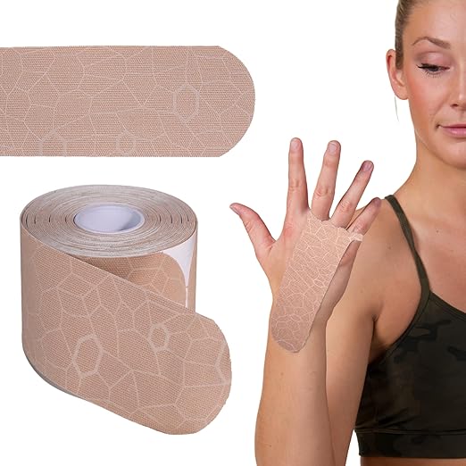 THERABAND Kinesiology Tape – Beige, Pre-Cut, Latex-Free with XactStretch...