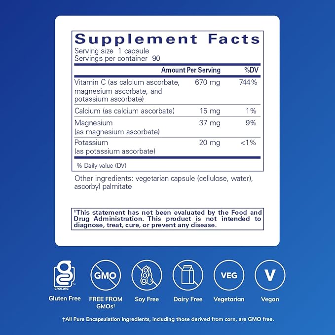 Pure Encapsulations Buffered Ascorbic Acid 90 Capsules