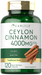 Carlyle Ceylon Cinnamon, capsules bottle, 4000 mg